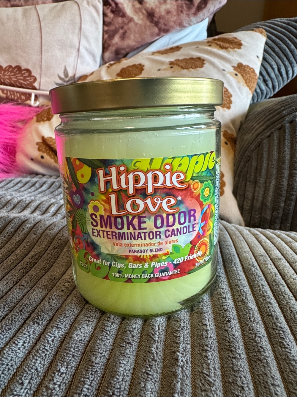 Hippie Love Lime Green Smoke Odor Exterminator Candle